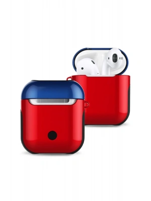 Newface Airpods 2 (2.nesil) 3in1 Kılıf - Kırmızı-Lacivert