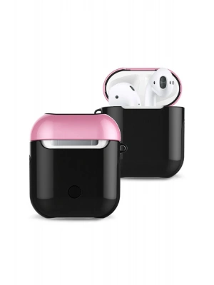 Newface Airpods 2 (2.nesil) 3in1 Kılıf - Siyah-Pembe