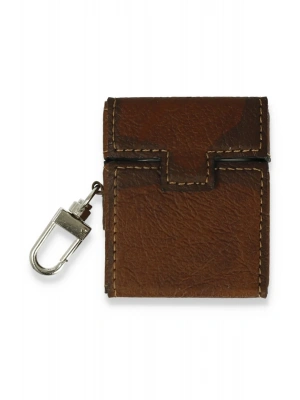 Newface Airpods 2 (2.nesil) Deri Kılıf - Kahverengi