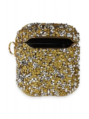 Newface Airpods 2 (2.nesil) Mira Taşlı Kılıf - Gold