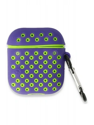 Newface Airpods 2 (2.nesil) Spor Delikli Kılıf - Lila-Yeşil