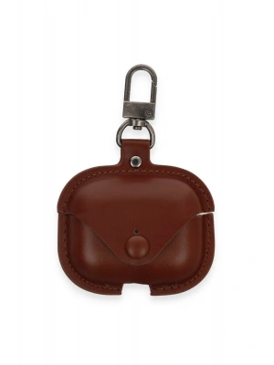 Newface Airpods 3 (3.nesil) Çanta Deri Kılıf - Kahverengi