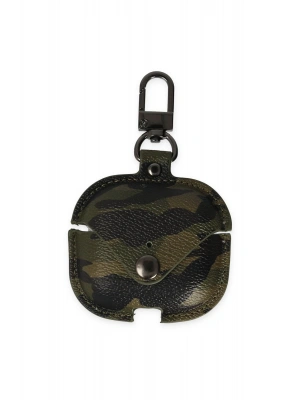 Newface Airpods 3 (3.nesil) Çanta Kamuflaj Deri Kılıf - Haki Yeşil