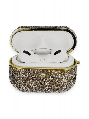 Newface Airpods Pro 2 (2.nesil) Luz Taşlı Kılıf - Siyah