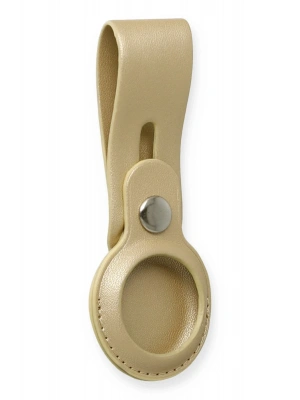 Newface Airtag Askılı Deri Kılıf - Gold