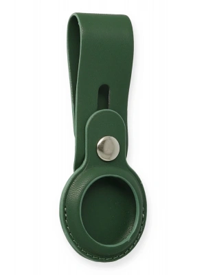 Newface Airtag Askılı Deri Kılıf - Koyu Yeşil