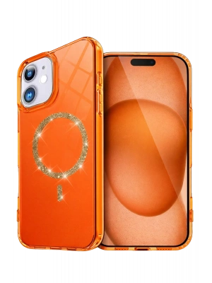 Newface Apple iPhone 11 Live Diamond Magsafe Kapak - Turuncu