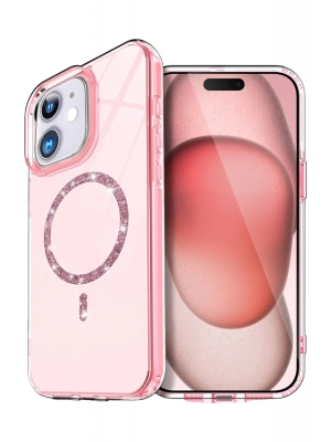 Newface Apple iPhone 12 Live Diamond Magsafe Kapak - Pembe