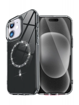 Newface Apple iPhone 12 Live Diamond Magsafe Kapak - Siyah