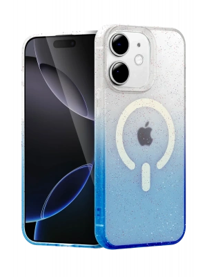 Newface Apple iPhone 12 Pummel Shiny Magsafe Kapak - Mavi