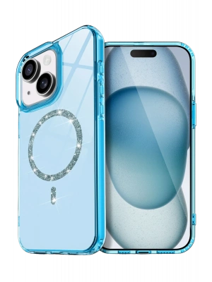 Newface Apple iPhone 14 Live Diamond Magsafe Kapak - Mavi