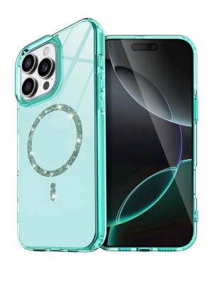 Newface Apple iPhone 14 Pro Max Live Diamond Magsafe Kapak - Yeşil