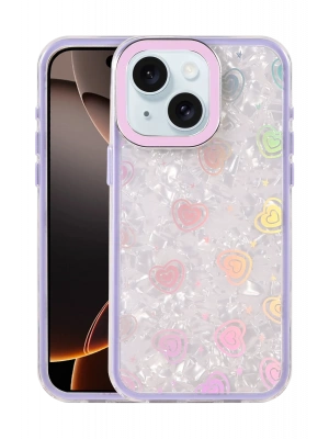 Newface Apple iPhone 15 Lumi Desenli Kapak - Mor