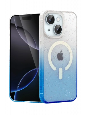 Newface Apple iPhone 15 Plus Pummel Shiny Magsafe Kapak - Mavi