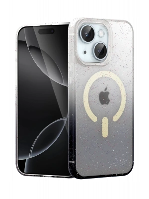 Newface Apple iPhone 15 Plus Pummel Shiny Magsafe Kapak - Siyah