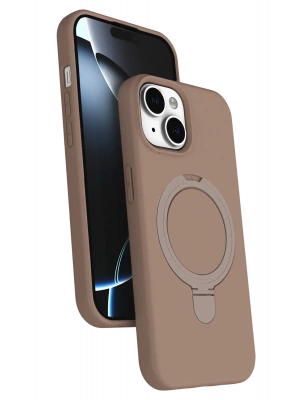 Newface Apple iPhone 15 Plus Regal Magsafe Standlı Kapak - Çöl Titanyum