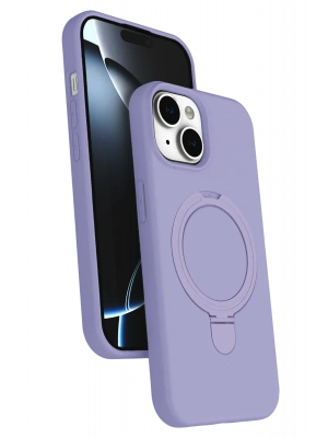 Newface Apple iPhone 15 Plus Regal Magsafe Standlı Kapak - Lila