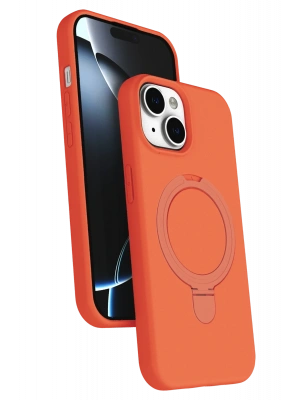 Newface Apple iPhone 15 Plus Regal Magsafe Standlı Kapak - Turuncu