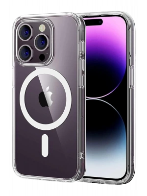 Newface Apple iPhone 15 Pro Max Combo Sert Şeffaf Magsafe Kapak - Şeffaf