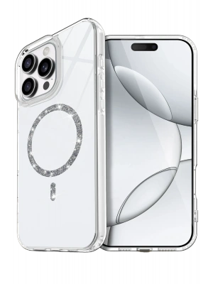 Newface Apple iPhone 15 Pro Max Live Diamond Magsafe Kapak - Şeffaf