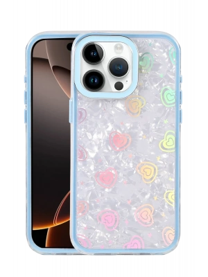 Newface Apple iPhone 15 Pro Max Lumi Desenli Kapak - Mavi