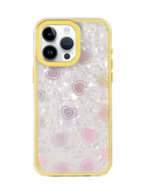 Newface Apple iPhone 15 Pro Max Lumi Desenli Kapak - Sarı