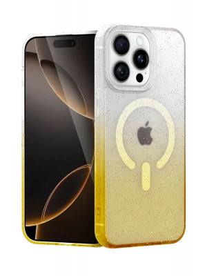 Newface Apple iPhone 15 Pro Max Pummel Shiny Magsafe Kapak - Gold