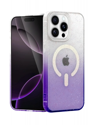 Newface Apple iPhone 15 Pro Max Pummel Shiny Magsafe Kapak - Mor