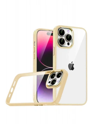 Newface Apple iPhone 15 Pro Max Razer Lensli Silikon - Gold