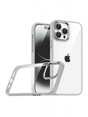 Newface Apple iPhone 15 Pro Max Razer Lensli Silikon - Gümüş