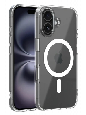 Newface Apple iPhone 16 Combo Sert Şeffaf Magsafe Kapak - Şeffaf