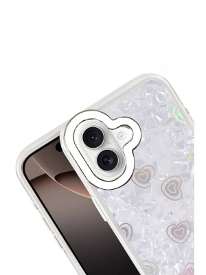 Newface Apple iPhone 16 Lumi Desenli Kapak - Beyaz