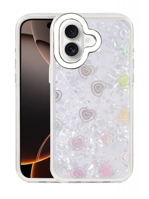 Newface Apple iPhone 16 Lumi Desenli Kapak - Beyaz