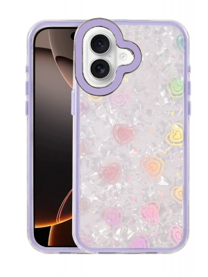 Newface Apple iPhone 16 Lumi Desenli Kapak - Mor