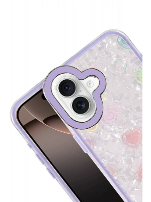 Newface Apple iPhone 16 Lumi Desenli Kapak - Mor