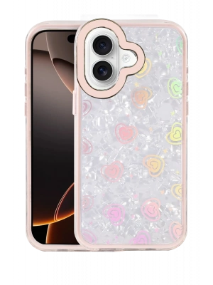 Newface Apple iPhone 16 Lumi Desenli Kapak - Pembe