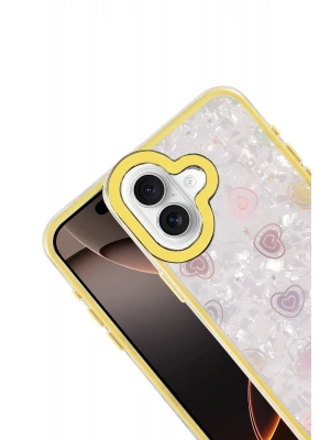 Newface Apple iPhone 16 Lumi Desenli Kapak - Sarı