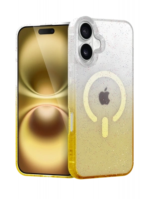 Newface Apple iPhone 16 Plus Pummel Shiny Magsafe Kapak - Gold