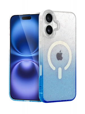 Newface Apple iPhone 16 Plus Pummel Shiny Magsafe Kapak - Mavi