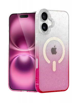 Newface Apple iPhone 16 Plus Pummel Shiny Magsafe Kapak - Pembe