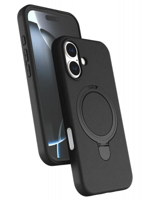 Newface Apple iPhone 16 Plus Regal Magsafe Standlı Kapak - Siyah