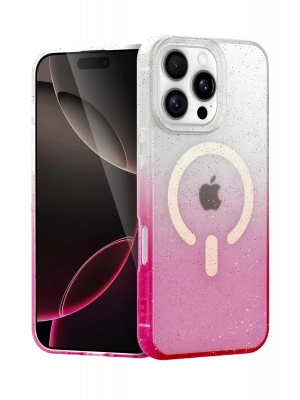 Newface Apple iPhone 16 Pro Max Pummel Shiny Magsafe Kapak - Pembe