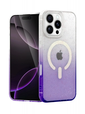 Newface Apple iPhone 16 Pro Pummel Shiny Magsafe Kapak - Mor