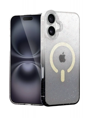 Newface Apple iPhone 16 Pummel Shiny Magsafe Kapak - Siyah