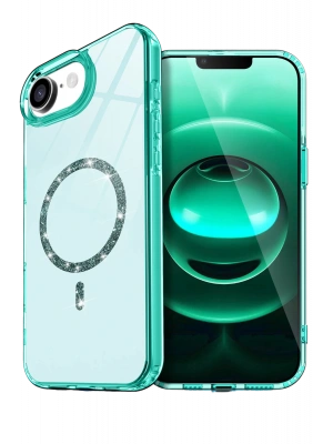 Newface Apple iPhone 16E Live Diamond Magsafe Kapak - Yeşil
