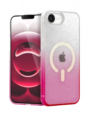 Newface Apple iPhone 16E Pummel Shiny Magsafe Kapak - Pembe