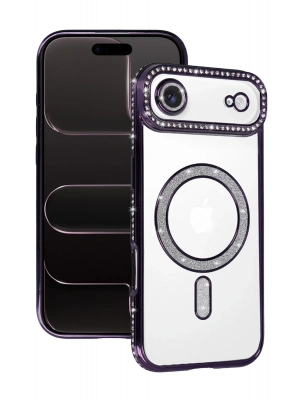 Newface Apple iPhone 17 Air Joke Simli Magneticsafe Kılıf - Derin Mor