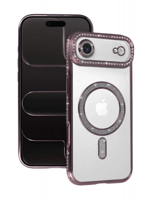 Newface Apple iPhone 17 Air Joke Simli Magneticsafe Kılıf - Pembe