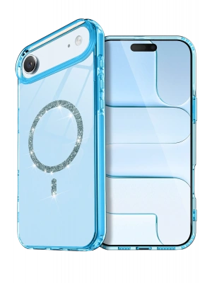 Newface Apple iPhone 17 Air Live Diamond Magsafe Kapak - Mavi