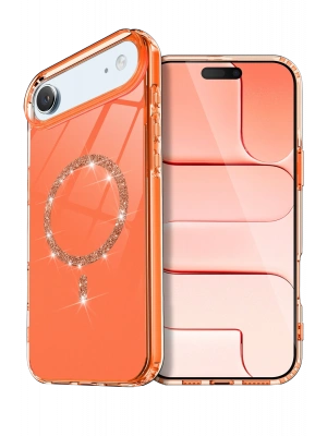 Newface Apple iPhone 17 Air Live Diamond Magsafe Kapak - Turuncu